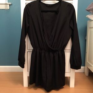 Black Romper - Long Sleeves and Shorts